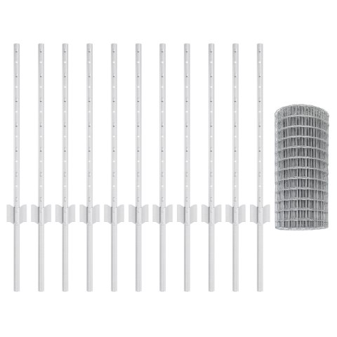 EURO PŁOT Z 11 U SŁUPKAMI SREBRNY 0,6X25M STAL