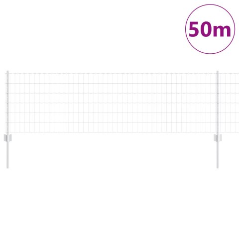 EURO PŁOT Z 11 SŁUPKAMI SREBRNY 0,6X50M STAL