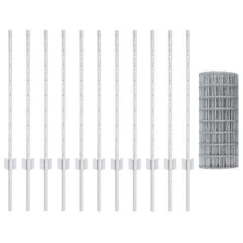 EURO PŁOT Z 11 SŁUPKÓW SREBRNY 0,8X25M STAL