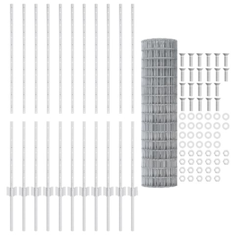 EURO PŁOT Z 22 SŁUPKAMI SREBRNY 1,2X25M STAL