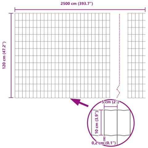 EURO PŁOT Z 22 SŁUPKAMI SREBRNY 1,2X25M STAL