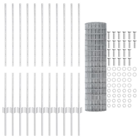 EURO PŁOT Z 22 SŁUPKAMI SREBRNY 1X25M STAL