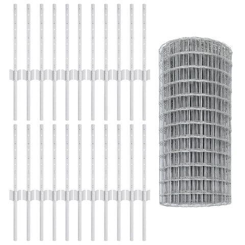 EURO PŁOT Z 22 SŁUPKAMI SREBRNYMI 0,4X50M STALOWY