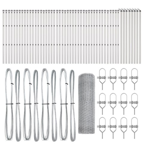 PŁOT SZEŚCIOKĄTNY 0.4X100M ZE STALI OCYNKOWANEJ SŁUPKI PŁOTOWE 13 SZTUK Ø32MM 80CM ZE STALI OCYNKOWANEJ