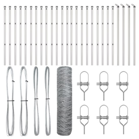 PŁOT SZEŚCIOKĄTNY 0.6X50M STAL OCYNKOWANA SŁUPKI PŁOTOWE 13 SZT. Ø32MM 100CM STAL OCYNKOWANA