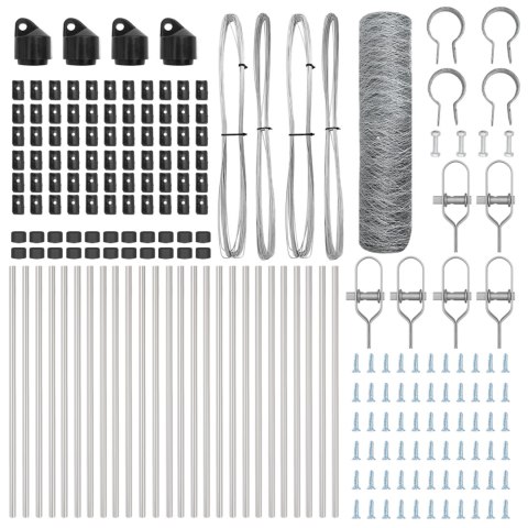 PŁOT SZEŚCIOKĄTNY 0.6X50M STAL OCYNKOWANA SŁUPKI PŁOTOWE 13 SZT. Ø32MM 100CM STAL OCYNKOWANA
