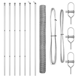 PŁOT SZEŚCIOKĄTNY 1,6X10M OCYNKOWANA STAL SŁUPKI DO PŁOTU 7 SZT. Ø32MM 210CM OCYNKOWANA STAL