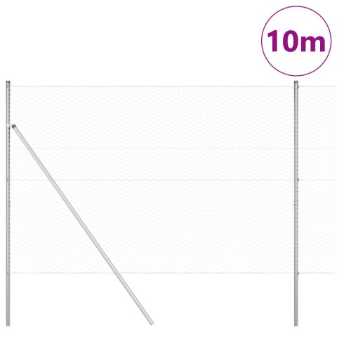 PŁOT SZEŚCIOKĄTNY 1,6X10M OCYNKOWANA STAL SŁUPKI DO PŁOTU 7 SZT. Ø32MM 210CM OCYNKOWANA STAL