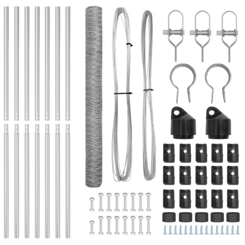 PŁOT SZEŚCIOKĄTNY 1,6X10M OCYNKOWANA STAL SŁUPKI DO PŁOTU 7 SZT. Ø32MM 210CM OCYNKOWANA STAL