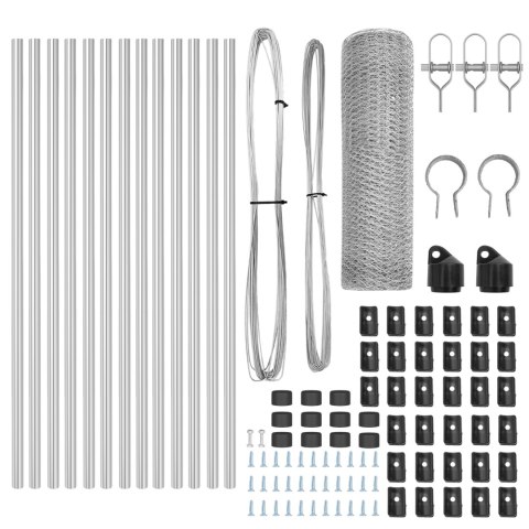 PŁOT W KSZTAŁCIE HEKSAGONU 0.8X25M STAL OCYNKOWANA SŁUPKI PŁOTOWE 13 SZT. Ø32MM 120CM STAL OCYNKOWANA
