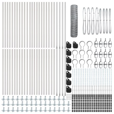 PŁOT HEKSAGONALNY 0.4X100M STAL OCYNKOWANA SŁUPKI PŁOTOWE Z PODSTAWAMI 13 SZT. Ø32MM 50CM STAL OCYNKOWANA