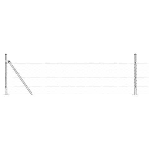 PŁOT HEKSAGONALNY 0.4X100M STAL OCYNKOWANA SŁUPKI PŁOTOWE Z PODSTAWAMI 13 SZT. Ø32MM 50CM STAL OCYNKOWANA