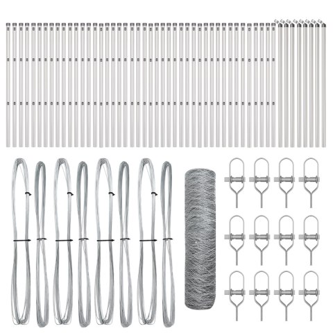 PŁOT SZEŚCIOKĄTNY 0.8X100M STAL OCYNKOWANA SŁUPKI PŁOTU 13 SZT. Ø32MM 120CM STAL OCYNKOWANA