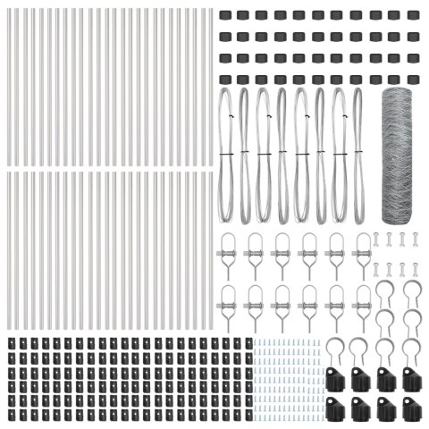 PŁOT SZEŚCIOKĄTNY 0.8X100M STAL OCYNKOWANA SŁUPKI PŁOTU 13 SZT. Ø32MM 120CM STAL OCYNKOWANA