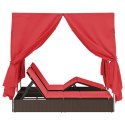 PODWÓJNY WYGODNY LEŻAK OGRODOWY ZESTAW 2 BRĄZOWY I CZERWONY