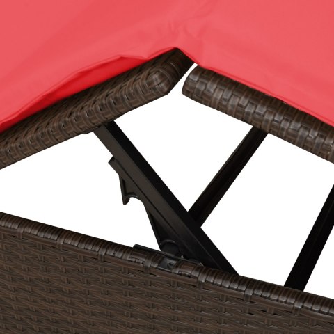 PODWÓJNY WYGODNY LEŻAK OGRODOWY ZESTAW 2 BRĄZOWY I CZERWONY