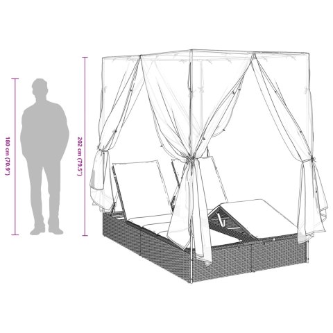 PODWÓJNY WYGODNY LEŻAK OGRODOWY ZESTAW 2 BRĄZOWY I CZERWONY