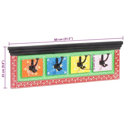 MONTAŻOWY WIESZAK NA PŁASZCZE Z 4 HACZYKAMI 80X25X2CM Z SOLIDNEGO DREWNA MANGO I MATERIAŁU INŻYNIERYJNEGO