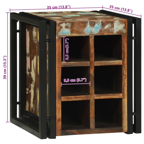 STOJAK NA WINO 34.5X35X39CM Z SOLIDNEGO DREWNA Z ODZYSKU