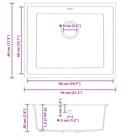 ZLEW KUCHENNY Z OTWOREM PRZELEWOWYM W BIAŁYM GRANICIE