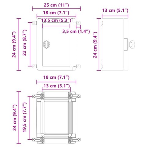 SZAFA KONTROLNA IP65 WODOODPORNA SZARA 18X13X24CM Z TWORZYWA ABS