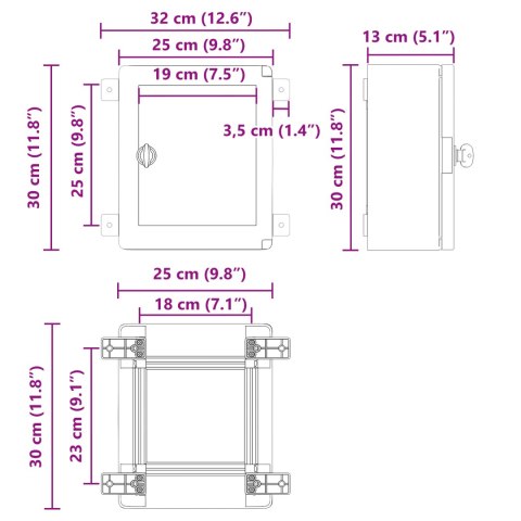 SZAFKA KONTROLNA IP65 WODOODPORNA SZARA 25X13X30CM PLASTIK ABS