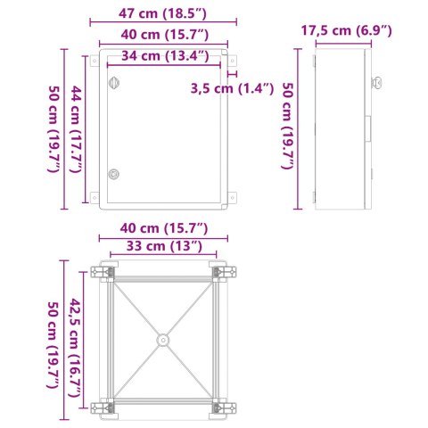 VidaXL Szafka kontrolna IP65 Wodoodporna Szara 40x17,5x50 cm Z plastiku ABS