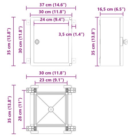 SZAFKA KONTROLNA IP65 WODOSZCZELNA SZARA 30X16,5X35CM PLASTIK ABS