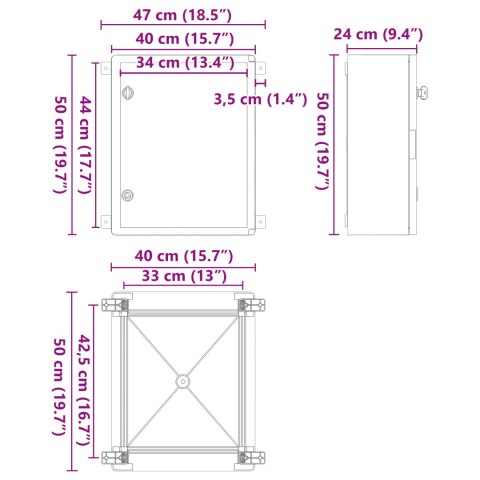 VidaXL Szafka sterownicza IP65 Wodoodporna Szara 40x24,5x50 cm Z tworzywa ABS