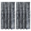 ZASŁONY Z WELURU 2 SZT. Z OCZKAMI SREBRNY SZARY 140X140CM