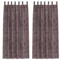 ZASŁONY Z WELURU 2 SZT. Z OZDOBNYMI KRAWĘDZIAMI BRĄZOWE 225X140CM