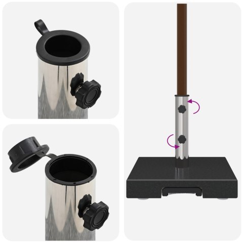 MOBILNA PODSTAWA DO PARASOLÓW Z UCHWYTAMI CZARNY GRANIT 29KG KWADRATOWA