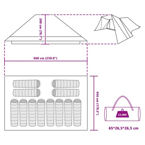 NAMIOT RODZINNY Z POWIĘKSZONYM PODJAZDEM - NIEBIESKI - WODOODPORNY DLA 12 OSÓB