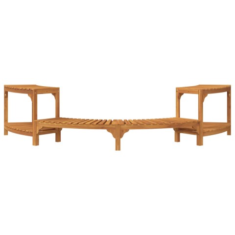 OTOCZENIE DO WANNY Z HYDROMASAŻEM PÓŁOKRĄGŁE 252X111.5X55.5CM Z LITEGO DREWNA AKACJOWEGO