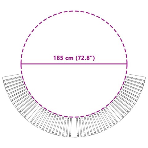 OTOCZENIE DO WANNY Z HYDROMASAŻEM PÓŁOKRĄGŁE 252X111.5X55.5CM Z LITEGO DREWNA AKACJOWEGO