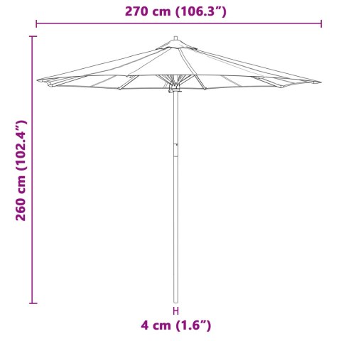 PARASOL OGRODOWY - CIEMNOSZARY 270X 260CM BAMBUS