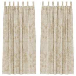 ZASŁONY Z AKSAMITU 2 SZT. Z DZIURKAMI KREMOWY 260X140CM