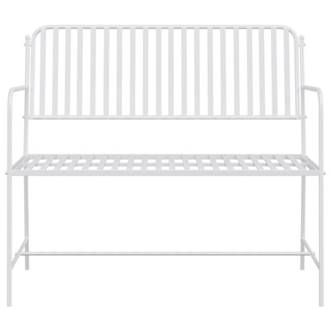 ŁAWKA BIAŁA METALOWA 103,5X 51,5X 90CM TRWAŁA ŁAWKA OGRODOWA