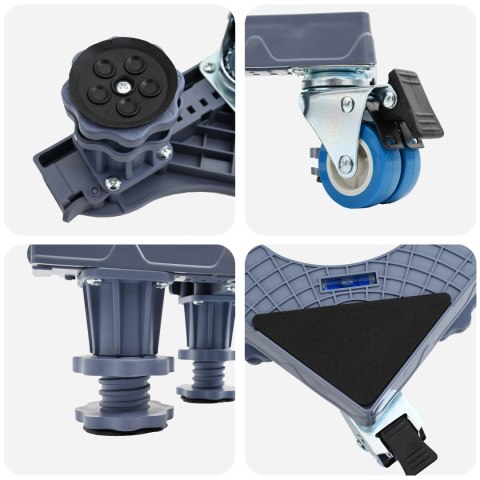 PODSTAWKA POD PRALKĘ Z KÓŁKAMI REGULOWANA METALOWA STABILNA 250KG