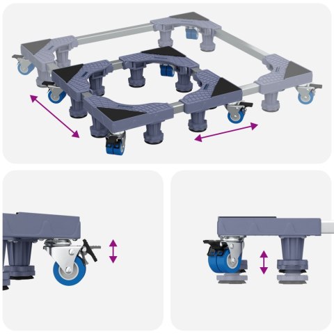 PODSTAWKA POD PRALKĘ Z KÓŁKAMI REGULOWANA METALOWA STABILNA 250KG