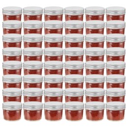 VidaXL Szklane słoiki na dżem, srebrne pokrywki, 48 szt., 110 ml