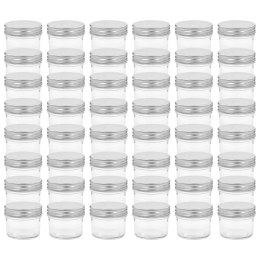 VidaXL Szklane słoiki na dżem, srebrne pokrywki, 48 szt., 110 ml