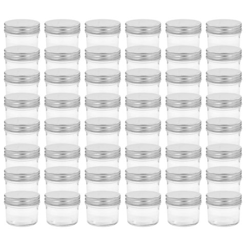 VidaXL Szklane słoiki na dżem, srebrne pokrywki, 48 szt., 110 ml