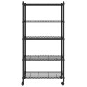 5-POZIOMOWY REGAŁ NA KÓŁKACH 75X35X155CM CZARNY 250KG