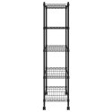 5-POZIOMOWY REGAŁ NA KÓŁKACH 75X35X155CM CZARNY 250KG