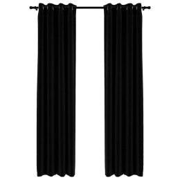 ZASŁONY STYLIZOWANE NA LNIANE 2 SZT. CZARNE 140X245CM