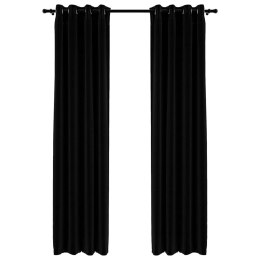 ZASŁONY STYLIZOWANE NA LNIANE 2 SZT. CZARNE 140X225CM