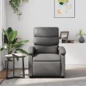 FOTEL ROZKŁADANY SZARY SZTUCZNA SKÓRA