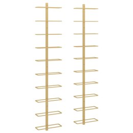 UCHWYTY ŚCIENNE NA 10 BUTELEK WINA 2 SZT. ZŁOTE METALOWE