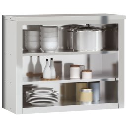 WISZĄCA SZAFKA KUCHENNA Z PÓŁKAMI STAL NIERDZEWNA 92X40X75